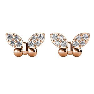 Rose Gold Butterfly Stud Earrings Made With Australian Crystals Summer‎